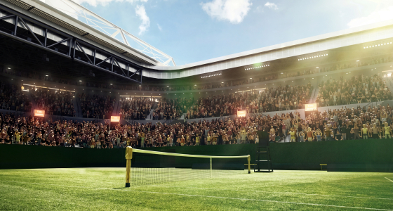 Tenistas compitiendo en el torneo individual en Wimbledon Court One en Londres