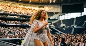 Beyoncé performing live during her Cowboy Carter Tour at Tottenham Hotspur Stadium in London