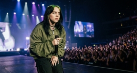 Billie Eilish performing live on stage at the Ziggo Dome in Amsterdam