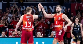 การแข่งขันบาสเกตบอลระหว่าง FC Bayern Munich และ Maccabi Tel Aviv ที่สนาม SAP Garden ในมิวนิก