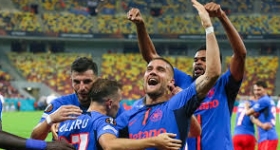 Partita di calcio tra FCSB e BSC Young Boys al The National Arena di Bucarest