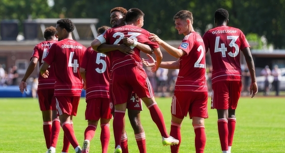 Fodboldkamp mellem Fortuna Düsseldorf og SV Elversberg på Merkur Spiel-Arena i Düsseldorf