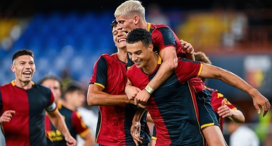 Genoa CFC playing against Frosinone Calcio at Stadio Comunale Luigi Ferraris in Genoa