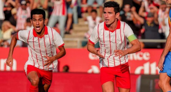 Nogometna tekma med Girona FC in UD Las Palmas na stadionu Estadio de Montilivi v Gironi