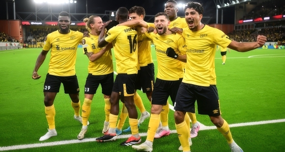 การแข่งขันฟุตบอลยูโรปาลีกระหว่าง IF Elfsborg กับ OGC Nice ที่สนาม Boras Arena ในเมือง Borås