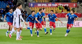 Match de football entre le Liechtenstein et le Pays de Galles au Rheinpark Stadion à Vaduz