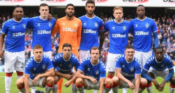 Voetbalwedstrijd tussen Rangers FC en Livingston FC in het Ibrox Stadium in Glasgow