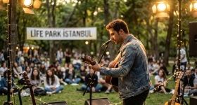 Performers on stage at the Roca Music Festival at Life Park in Istanbul