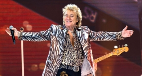 Rod Stewart performing live at the Palacio de los Deportes in Mexico City