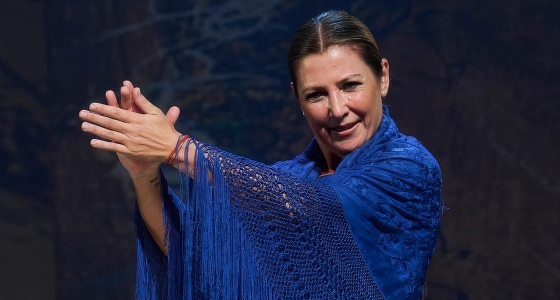 Sara Baras lors d'un spectacle de flamenco aux Jardins Palau Reial Pedralbes à Barcelone