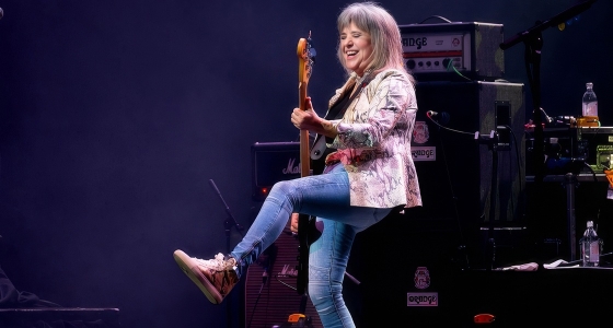 Suzi Quatro performing live on stage at the Bournemouth Pavilion in Bournemouth