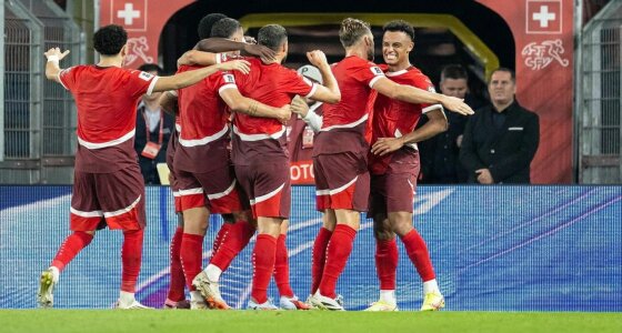 Switzerland vs Italy football match at the Olympiastadion in Berlin