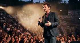 Teoman performing live on stage at Harbiye Cemil Topuzlu in Istanbul