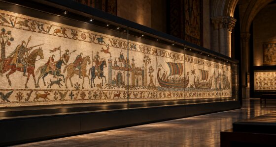 Tapiceria e Bayeux-it e ekspozuar në British Museum në Londër