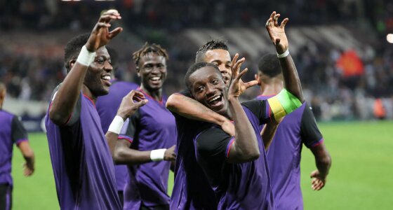 Futbalový zápas Toulouse FC proti Stade de Rennes FC na štadióne Stadium de Toulouse v Toulouse
